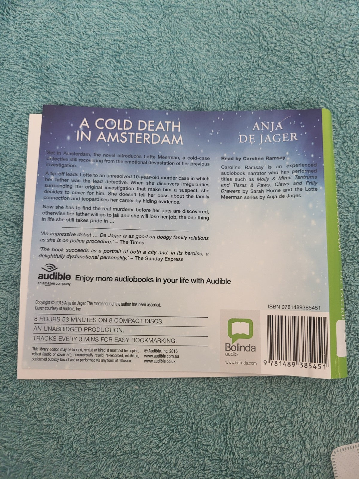 ANJA DE JAGE - A COLD DEATH IN AMSTERDAM - 8 CDS- audiobook unabridged DISC ONLY