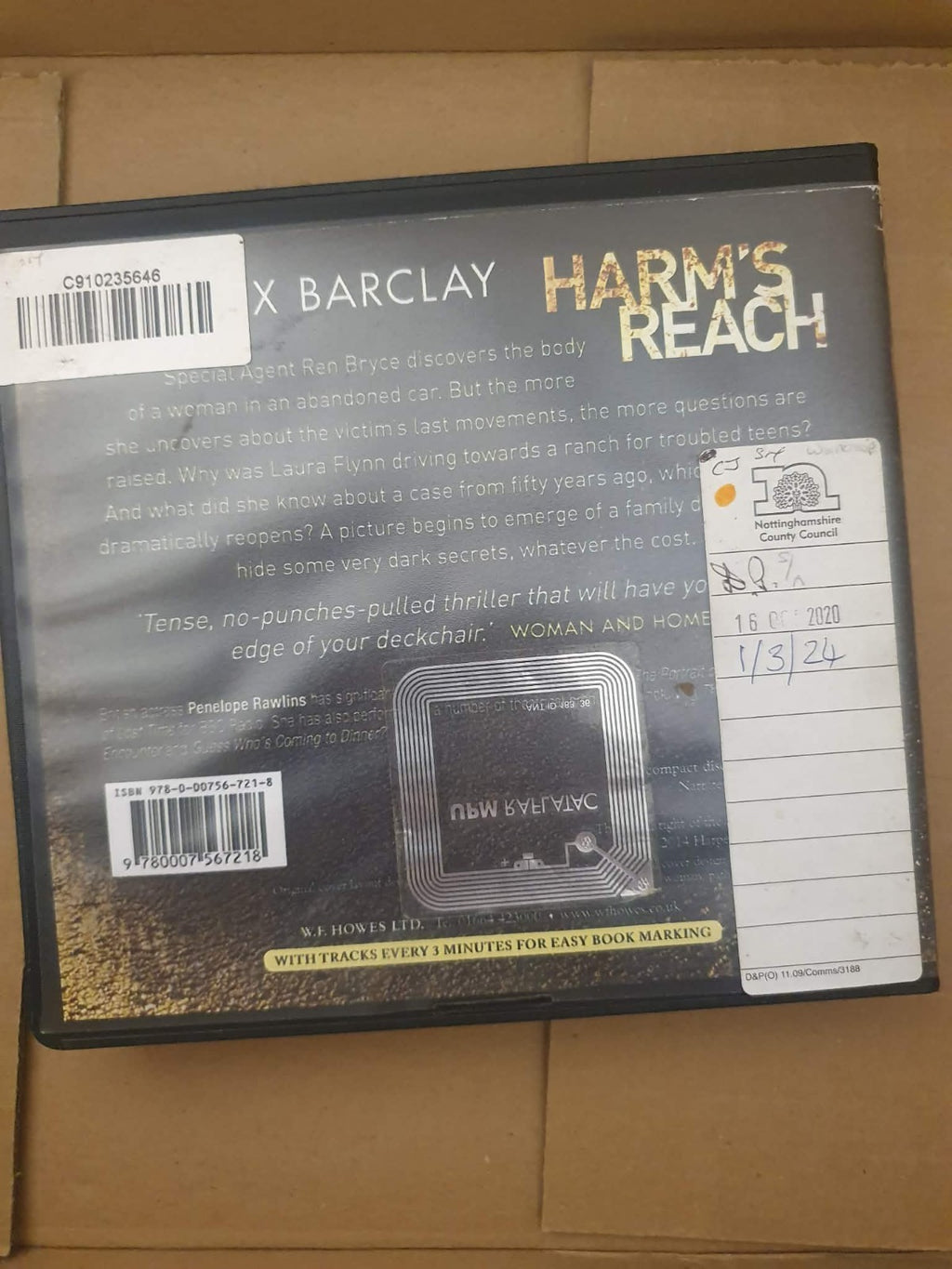 ALEX BARCLAY - HARM'S REACH - 10 CDS AUDIOBOOK UNABRIDGED DISC ONLY