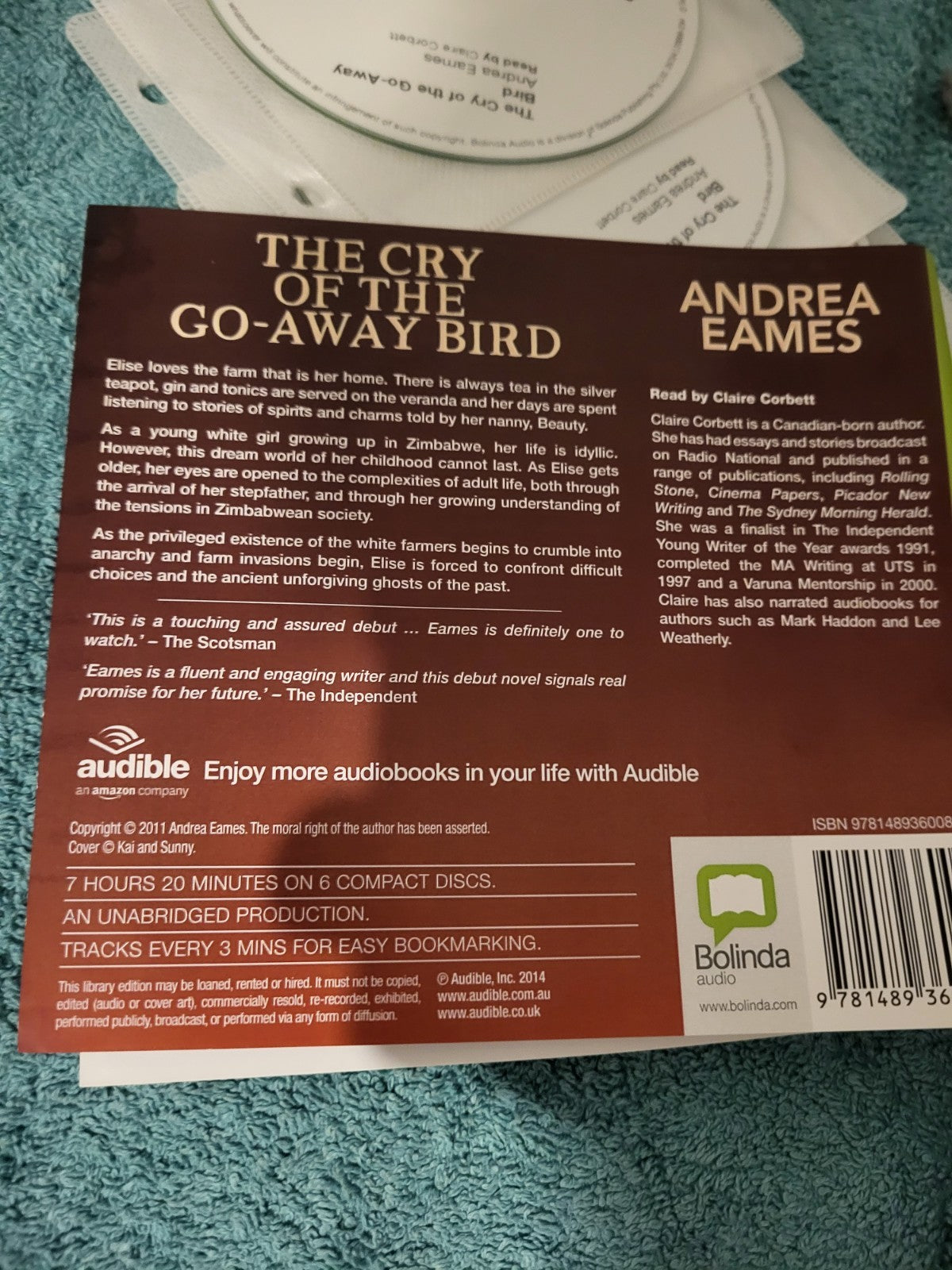 ANDREA EARNES - THE CRY OF THE GO-AWAY BIRD - 6Cd audiobook unabridged DISC ONLY