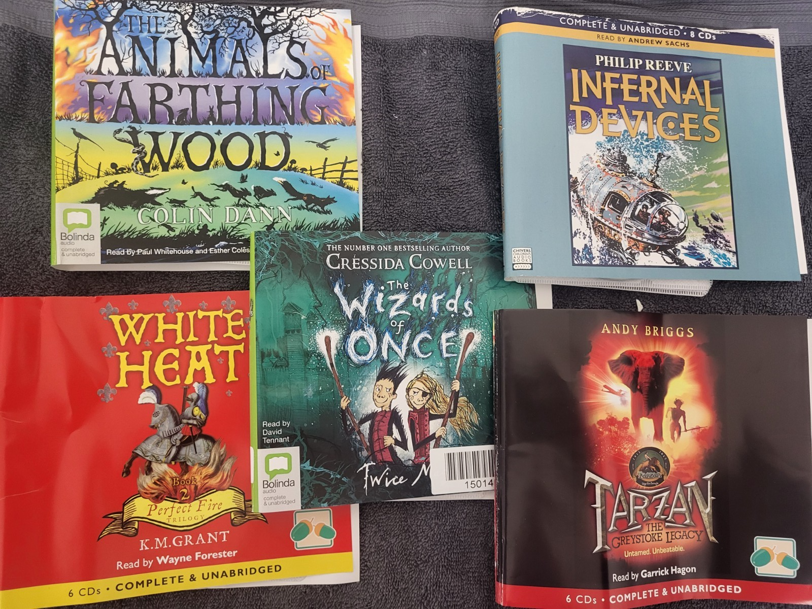 Adventure Kids Audiobook CD Bundle – Wizards of Once, Tarzan, Animals – 5 Titles