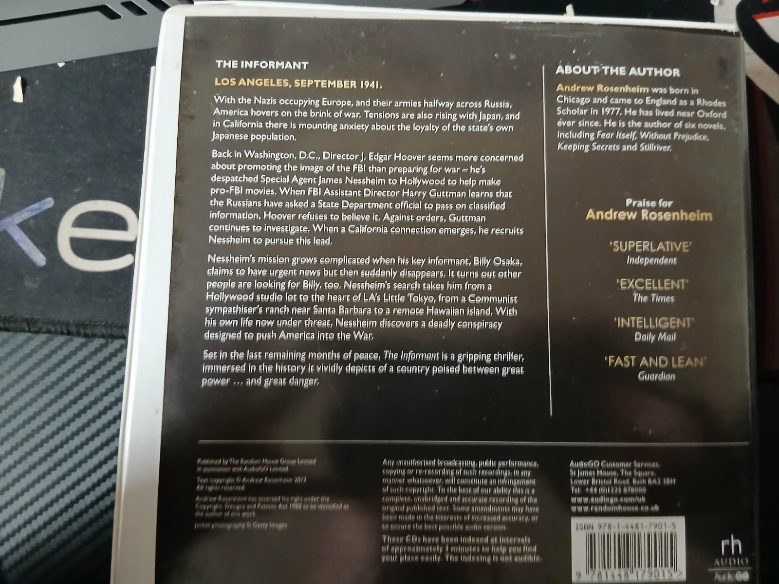 ANDREW ROSENHEIM - THE INFORMANT - 10 CDS AUDIOBOOK UNABRIDGED DISC ONLY